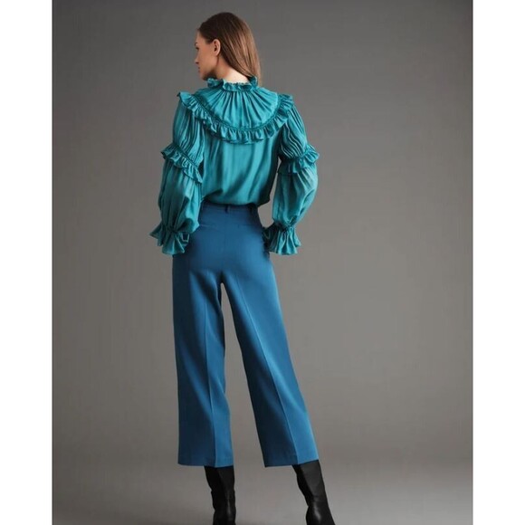 Haute Hippie Gracie Blouse NWT Double Tassel Silk With Shirring Retail $375 Sz L - Picture 3 of 4